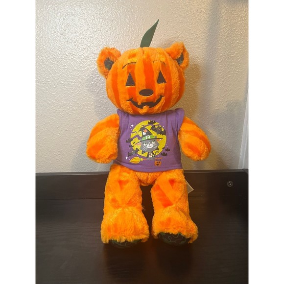 Pumpkin Jack O Lantern Halloween Build A Bear Orange Stripe Bear - Picture 1 of 7
